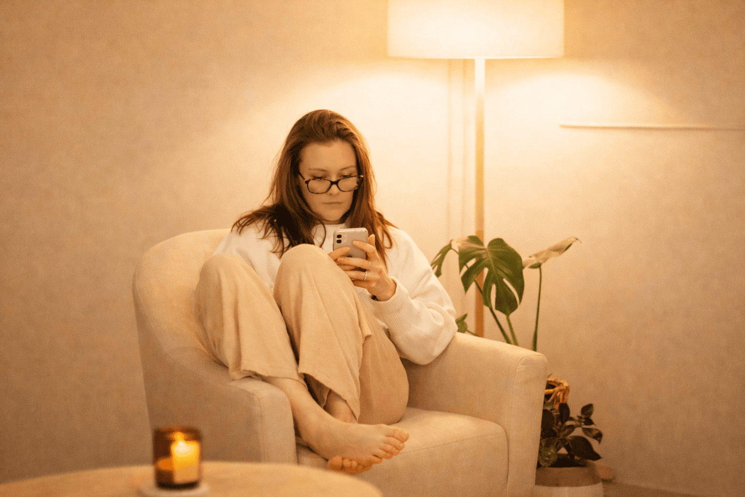 Woman tracking wellness on phone